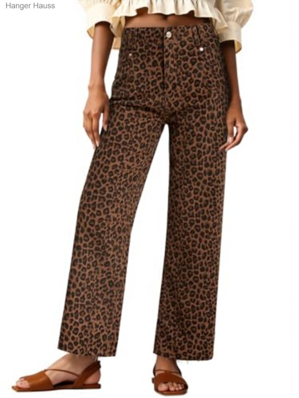 High Waisted Cropped Jeans Straight Leg Raw Hem Denim Pants